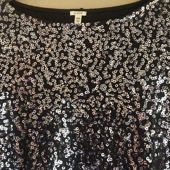 J. Crew Sequin Dark Gray Top Blouse XXS Oversized Holiday Glam NYE Party - Picture 2 of 6